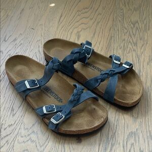 Birkenstock Braided Double-Strap Slide Sandals in Blue